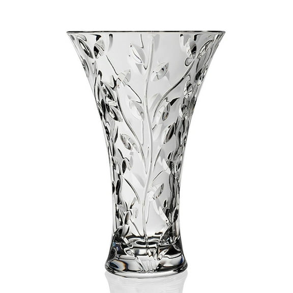 RCR Laurus Crystal Vase for Home Decor, Centerpiece Table Decorations - Clear Flower Vase with Floral Pattern Theme