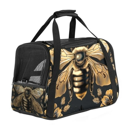 Bee Premium Pet Carrier Bag - 900D Oxford Cloth  Sherpa Base  Nylon Webbing | Size: 17x10x11.8 in | Durable and Stylish Dog Travel Tote