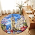 Big Ben 6ft Non Slip Round Area Rug Spring Cherry Blossoms Red Bus ...