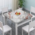 thumbnail image 3 of White Gray Rose Gold Marble Pattern Square Fitted Tablecloth with Elastic Edge,Square Table Cover,Washable Elastic Table Cover for Home Kitchen Party Decor 34"x34", 3 of 6