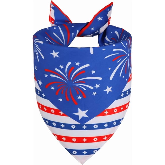 Small 4th of July Dog Bandana: Reversible American Flag Breathable Scarf for Small Dogs - Patriotic Parades Pool Party Puppy Accessories (1-Pack)
