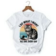 thumbnail image 6 of I Do What I Want Cat Retro T-Shirt, Unisex Sarcastic White Tee for Cat Lovers, 6 of 6
