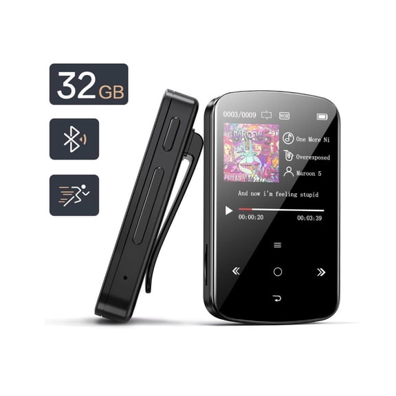 32GB MP3 Player With Bluetooth 4.2, AiMoonsa Music Player With Built-In HD Speaker, FM Radio, Voice Recorder, HiFi Sound, E-Book Function, Earphones Included