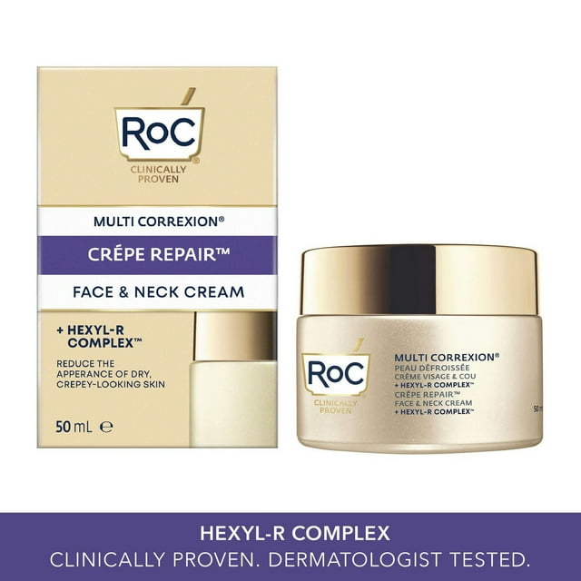 RoC Skincare - Multi Correxion®️ - Crêpe Réparation Visage & Crème pour le cou + Complexe Hexyl-R (50ml)