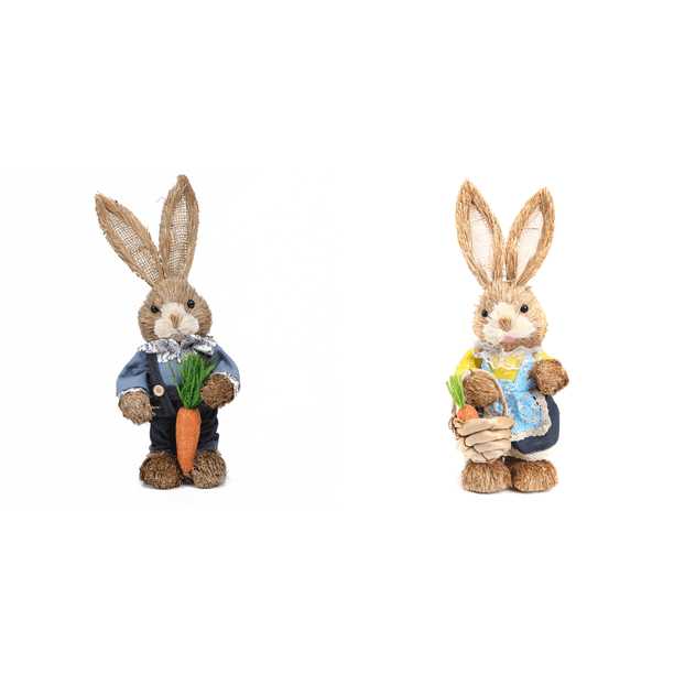 Decoraciones Conejito Pascua Paja hecha a mano Rabbit Statue Decoración del hogar (b)