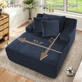 thumbnail image 3 of Muumblus Oversized Chaise Lounge Chair Indoor Furniture, No Assembly Required, Plush Corduroy Cloud Floor Sofa Bed for Living Room, Blue, 3 of 10