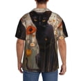 thumbnail image 3 of Rateoe Black Cat in Wildflowers Print Mens Front Pocket Hawaiian Shirts Casual Shirts Short Sleeve Button Down Beach Tropical Shirts-Large, 3 of 5