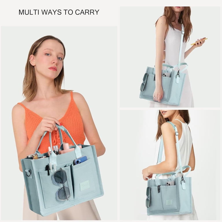 JIECH Canvas Tote Bag With Pockets – Large Crossbody Work Tote