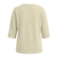 thumbnail image 3 of KyCheLot Women's Crew Neck Sweatshirt Solid Color 3/4 Length Sleeve Clothes Lightweight Vacation Sweatshirts, 3 of 6