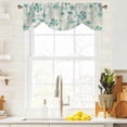 thumbnail image 3 of Teal Boho Tie Up Valance Curtains for Windows, Kitchen Curtains Window Treatments, Vintage Pattern Ethnic Flower Tribal Leaf Short Window Shades Valances for Bedroom Bathroom Cafe 42"x18", 3 of 8