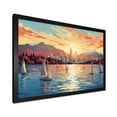 thumbnail image 2 of Designart "Sunset Sail at Vancouver Port" Coastal Framed Wall Art Decor - Coastal Blue Coastal Port Entryway Framed Wall Art Print, 2 of 6