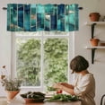 thumbnail image 5 of Abstract Ombre Green White Geometric Window Valance Curtain Modern Rod Pocket Short Curtain for Living Room, Bedroom & Kitchen Window Decor 42x12in, 5 of 8