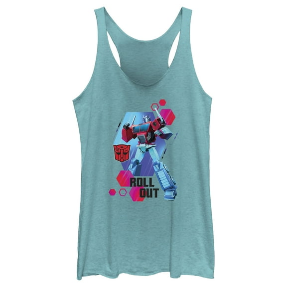 Women's Transformers: EarthSpark Optimus Roll Out Racerback Tank Top Tahiti Blue Large