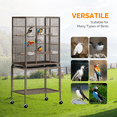 thumbnail image 4 of Ktaxon 53 Inch Brown Standing Metal Bird Cage with Rolling Wheel Stand, Large Vertical Parrot Cage with Storage Shelf & Pull Out Tray for Small Medium Birds, 4 of 6