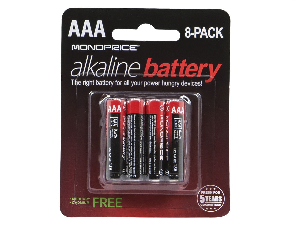 Monoprice AAA Alkaline Battery, 8-Pack 