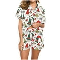 thumbnail image 2 of Cavosen Christmas 2 Piece Lounge Set Women Shorts Pajamas Xmas Cute Santas Print Sleepwear Outfits with Pocket Button down Collared Short Sleeve Shirt Pants Nightwear Soft Comfortable Pjs, 2 of 6