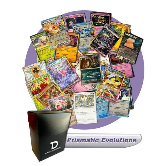 Prismatic Evolutions Pokémon Card Compatible TCG Random Assortment Bundle || Guaranteed Ultra Rare   20 Random Cards   Dan123yal Deck Box