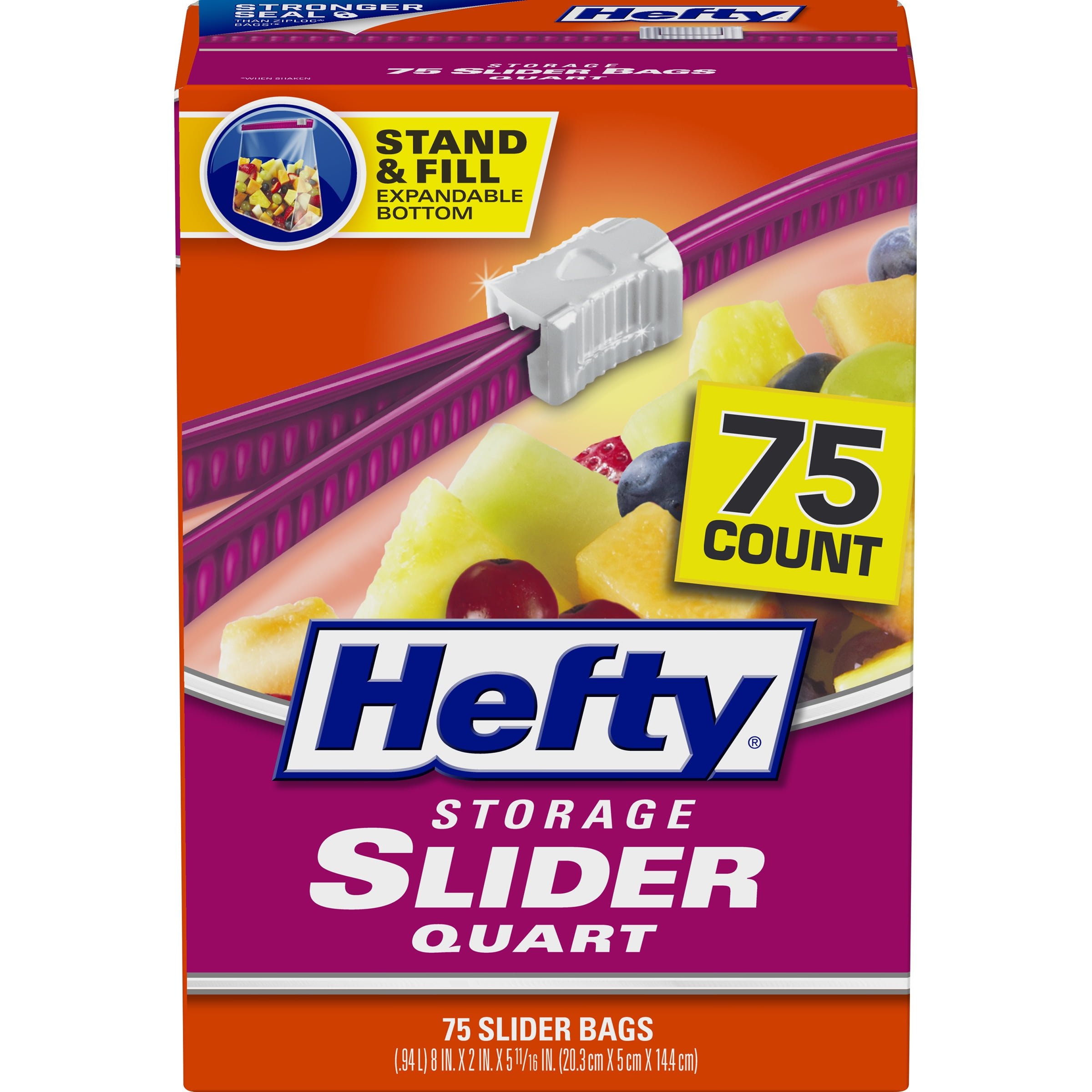 Hefty® Quart Storage Slider Bags 75 ct Box