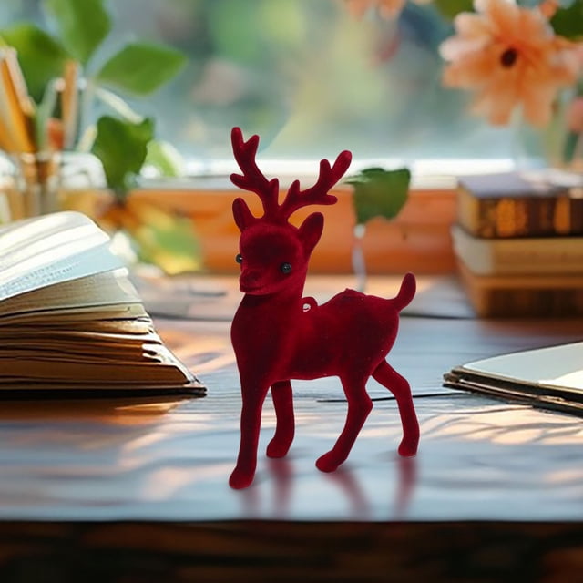 xihome Figura decorativa de ciervo nevado para decoracin navideña del hogar, centro de mesa, estante, escritorio, regalo para amantes de la naturaleza