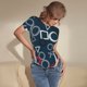 thumbnail image 3 of Balery Navy Blue Geometric Body de cuello redondo de manga corta para mujer Tops de manga corta Tops básicos-X-Large, 3 of 7