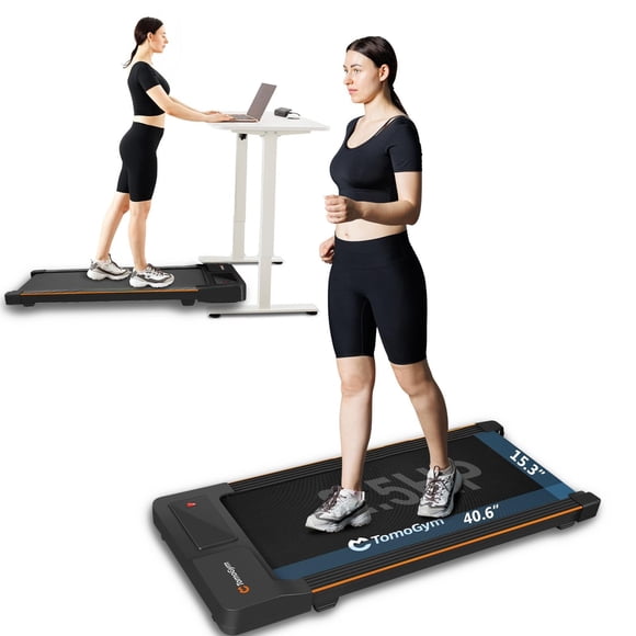 Toytexx 2-in-1 Under Desk Walking Pad Treadmill with Remote Control, Compact Portable Design, Brushless Motor, 0-6 km/h Speed, Black