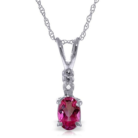 - ALARRI 0.46 Carat 14K Solid White Gold Play The Part Pink Topaz Diamond Necklace with 20 Inch Chain Length.