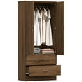 thumbnail image 1 of HOMCOM Wardrobe Closet with Hanging Rod, Clothes Storage Organizer, Walnut, 1 of 10