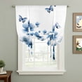 thumbnail image 2 of Navy Blue Floral Balloon Curtains for Bedroom/Front Door/Bathroom, Spring Flowers Butterflies Watercolor Tie Up Curtains 63 Inch Length Light Filtering Kitchen Curtains Shades for Windows 46"x63", 2 of 8