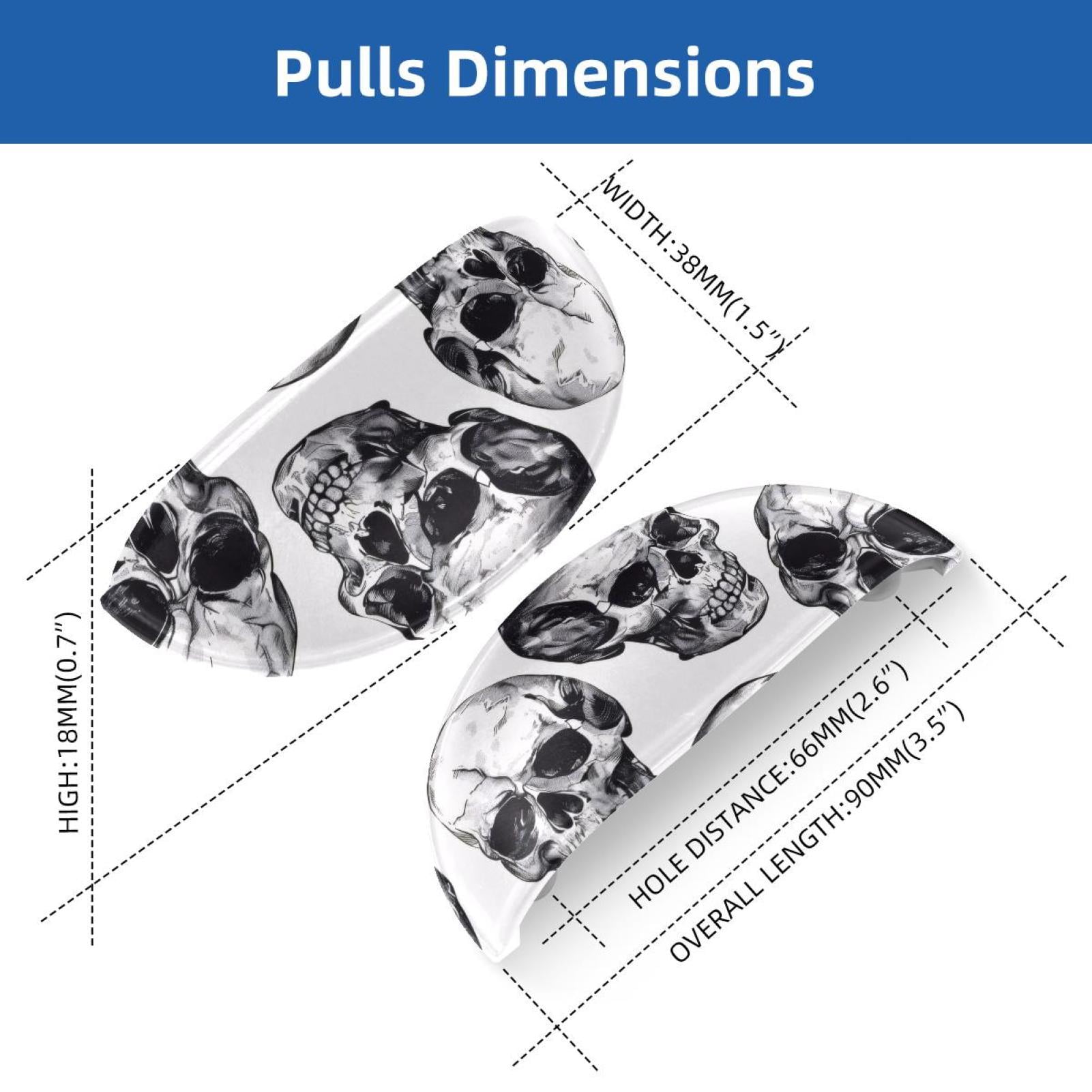 PhooArto 6 Pcs Cup Drawer Pulls, Cool Skulls Patterns Shell Shape Handles Cabinet Knobs for Dresser Cupboard Closet Wardrobe with Screws