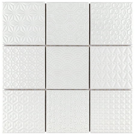 Somertile 11.625x11.625-inch Vitality White Porcelain Mosaic Floor and Wall Tile (Case of 5)
