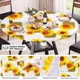 thumbnail image 5 of Tcwhniev Indoor Outdoor Fitted Vinyl Round Tablecloth with Flannel Backing,Elastic Edged, Waterproof Wipeable Table Cover, PVC Round Tablecloth for 36"-44" Tables, 5 of 7