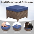 thumbnail image 2 of Miekor Furniture Outdoor PE Wicker Ottomans Set of 2, Patio Gray Rattan Footrests with Blue Cushions for Backyard or Deck No.4689, 2 of 7