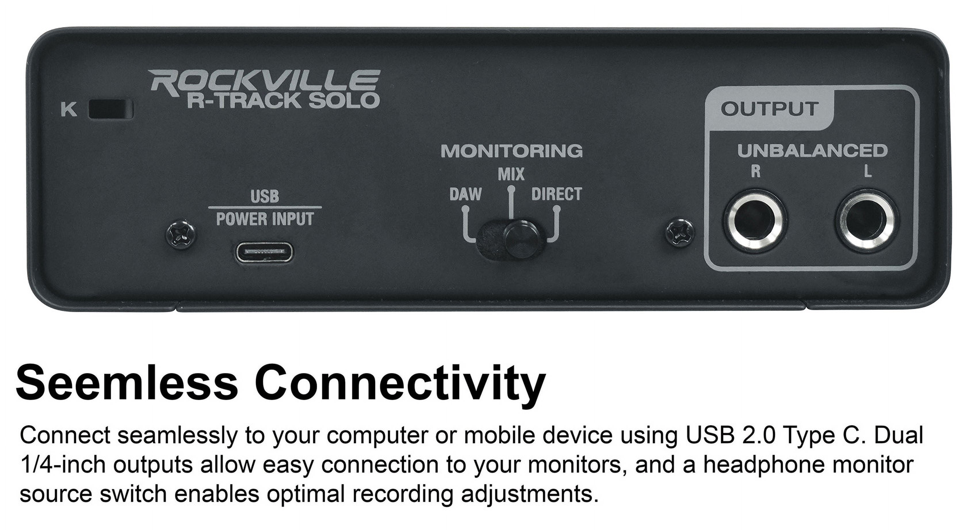 Rockville R-TRACK SOLO Recording USB C Audio Interface 24Bit 192Khz+ASIO Drivers