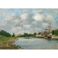 thumbnail image 2 of Boudin, Eugene 24x18 Black Ornate Wood Framed with Double Matting Museum Art Print Titled - View of the Port of Saint-Valery-sur-Somme, 2 of 4
