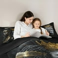 thumbnail image 5 of Feelyou Tribal Black Princess Queen Comforter Set, Wildlife Lion King Bedding Sets, Southwestern Bohemian Style Reversible Bedding Comforter Set, Microfiber Bedroom Decor, 3pcs, 5 of 8