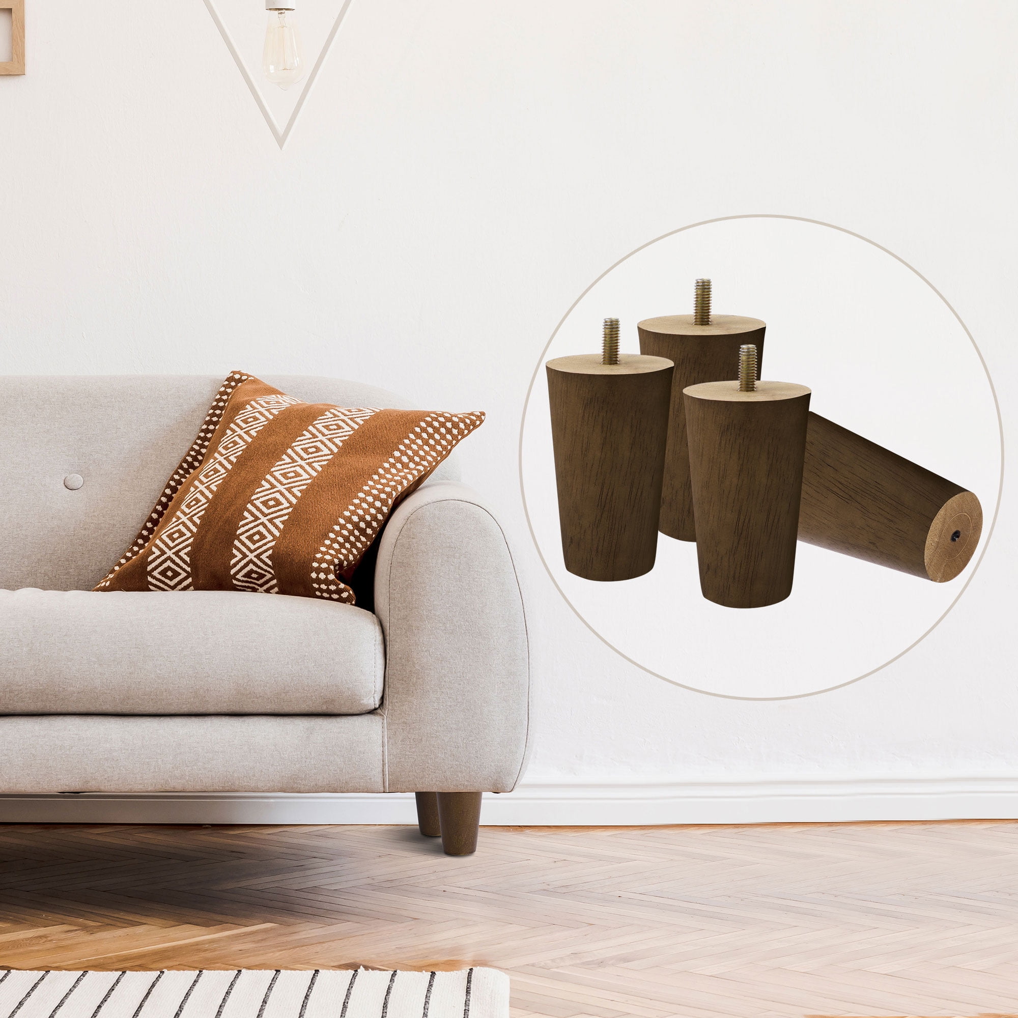 Unique Bargains Wood Furniture Legs Replacement Feet for Furniture DIY,  4Pcs Walnut Color 4.7 Inch - Walmart.com, image size:2000x2000