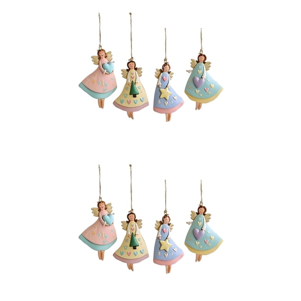 Adornos navideños de madera con forma de ángel. Adornos rústicos de estilo granja con forma de ángel. Adornos para colgar en el árbol de Navidad para decorar el hogar en Navidad.