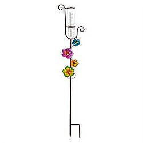 Evergreen Flag Beautiful Pink and Green Climbing Flower Rain Gauge - 6 x 42 x 2 Inches