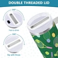 thumbnail image 3 of Yayeee 30oz Stainless Steel Tumbler with Straw and Handle Double-Wall Insulated Travel Water Bottle, Green Tennis Pattern, 3 of 8