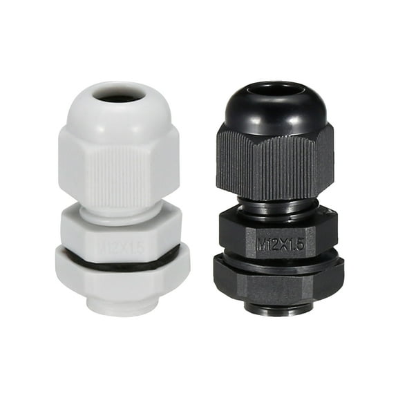 40Pcs M12x1.5 Cable Gland Waterproof Joint White,Black for 3-6.5mm Dia Wire