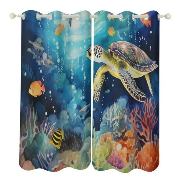 Ocean World Turtle Modern Window for Living Room Curtains for Child Bedroom Kitchen Decor Blinds Drapes