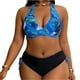 thumbnail image 2 of Traje de baño Tankini de moda para mujer, traje de baño de talla grande para mujer, traje de baño con tirantes estampados, traje de baño con tiras laterales, traje de baño dividido, traje de baño de d, 2 of 8