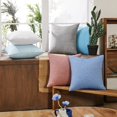thumbnail image 2 of Deconovo Fundas de cojines decorativas - Juego of 4 Soft Linen Cushion Covers, Machine Washable Pillowcases for Sofa, Light Blue, 20x20 Inch, 2 of 7
