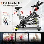Indoor Exercise Bikes for Home Stationary Bicycle Magnetic 16 Levels Resistance Cycling Bike with Free APP Max Weight 360 Lbs