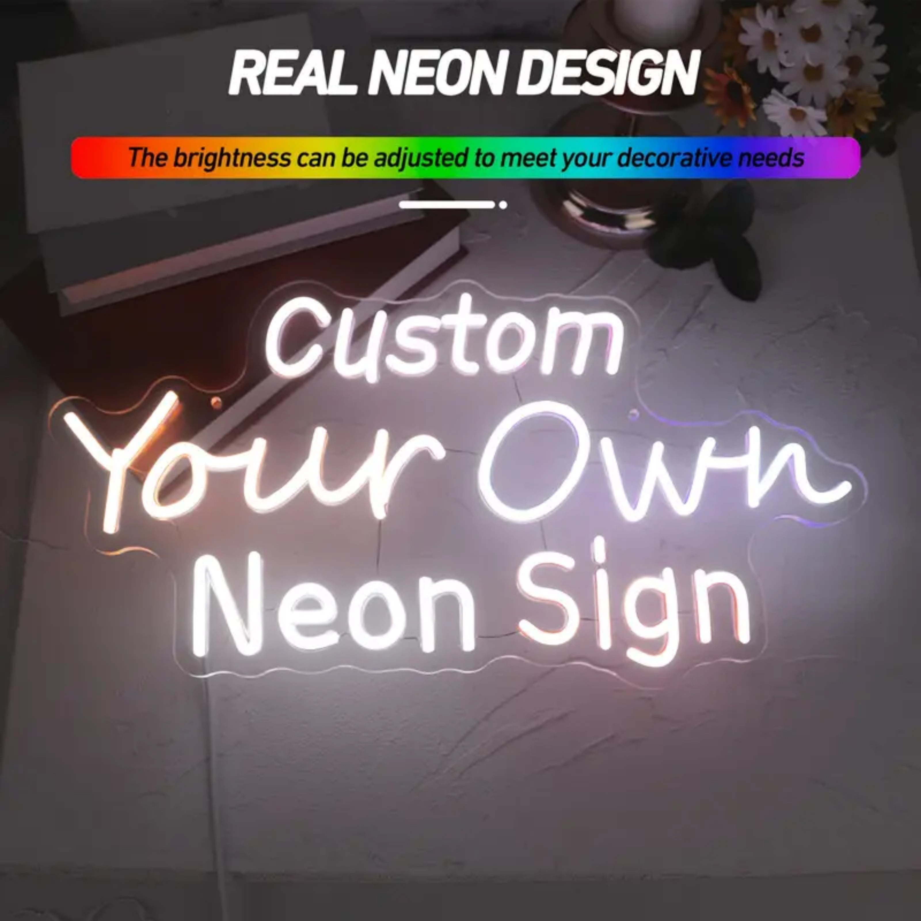 UPONRAY Three Lines Custom Neon Signs, Usb Powered with Adjustable Brightness Wall Decor for Gifts, Green, 10 inch