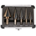 thumbnail image 1 of MasteelfCA 5pcs HSS Cobalt Multiple Hole 50 Sizes Step Drill Bit Set Tools w/ Aluminum Case, 1 of 6