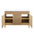 thumbnail image 6 of Double Sink Vanity Cabinet, White Oak, Wood, Mid Century Hotel Bedroom Bathroom, Modern Contemporary HB33393, 6 of 11