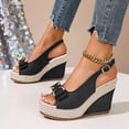 thumbnail image 2 of Womens Casual Wedge Sandals Platform Shoes Classic Retro Sandals Bohemian Wedge Heels Black Size 7, 2 of 6