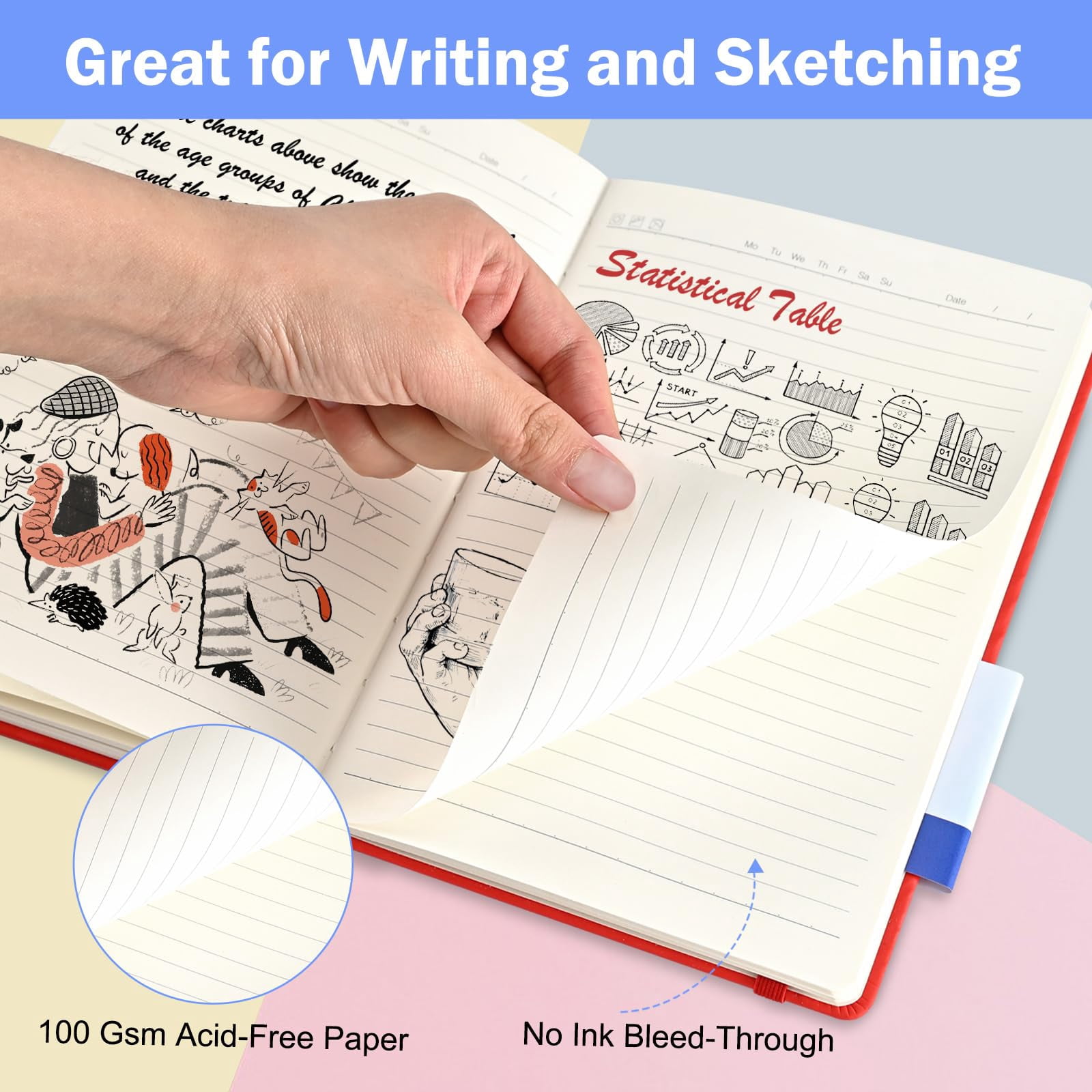 Lined Journal Notebooks  4 Pack 160 Pages 5.5x 8.2-inch Journals For Women Men Hardcover Notebook With 100 Gsm Thick Paper A5 Size College Ruled Writing/travel/work (assorted Color-4 Pack)