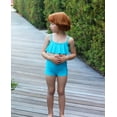 thumbnail image 4 of Girls Recycled Nylon UPF 50+ Swim Boy Shorts | Turquoise, 4 of 4